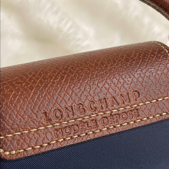 Longchamp Brown and Navy Mini Handbag - Picture 8 of 14